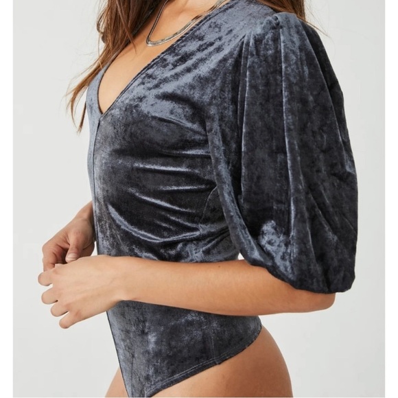 Free People Dont You Wish Velvet Bodysuit - Size‎ Large - Picture 7 of 11
